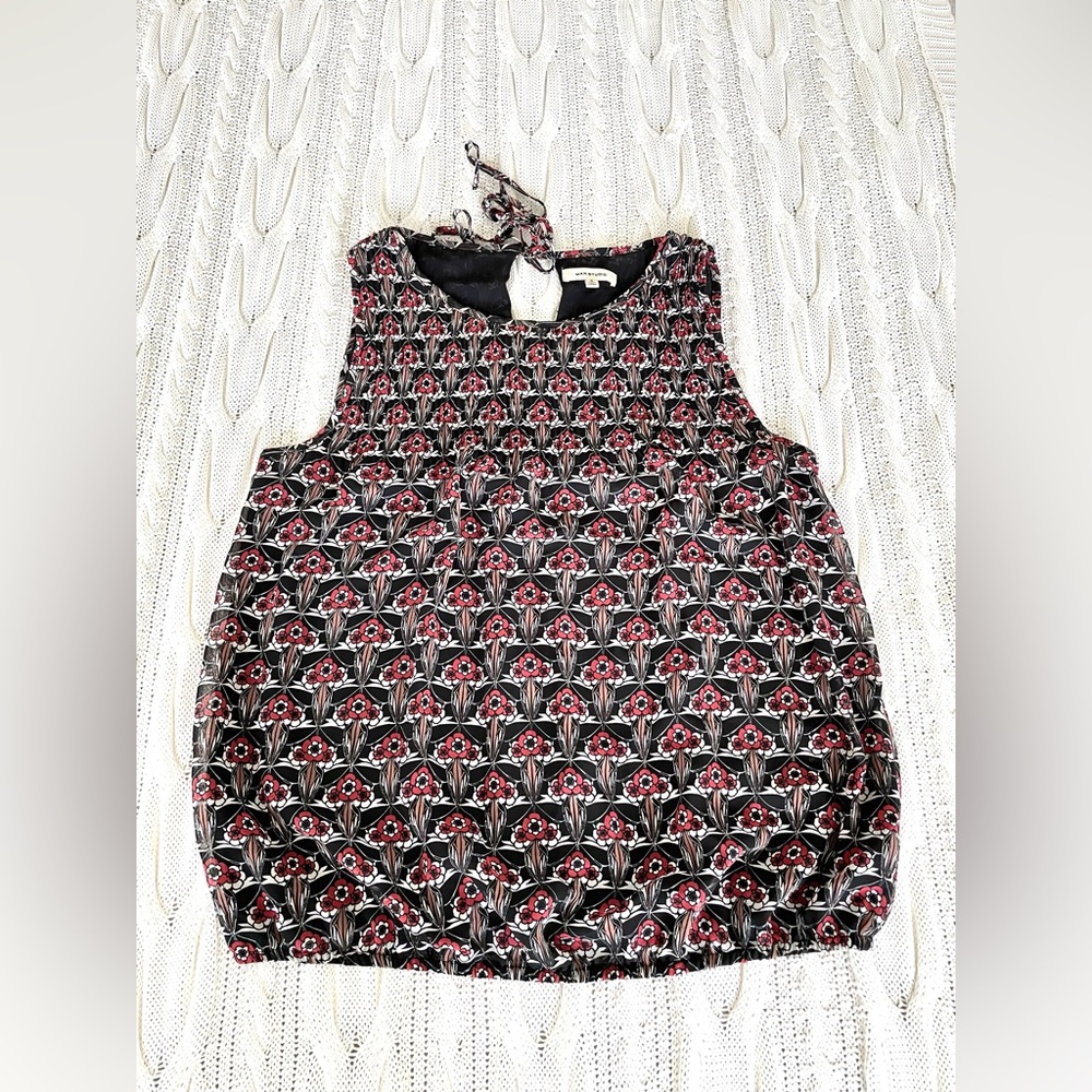Max Studio Floral Sleeveless Blouse S Keyhole Back Lined